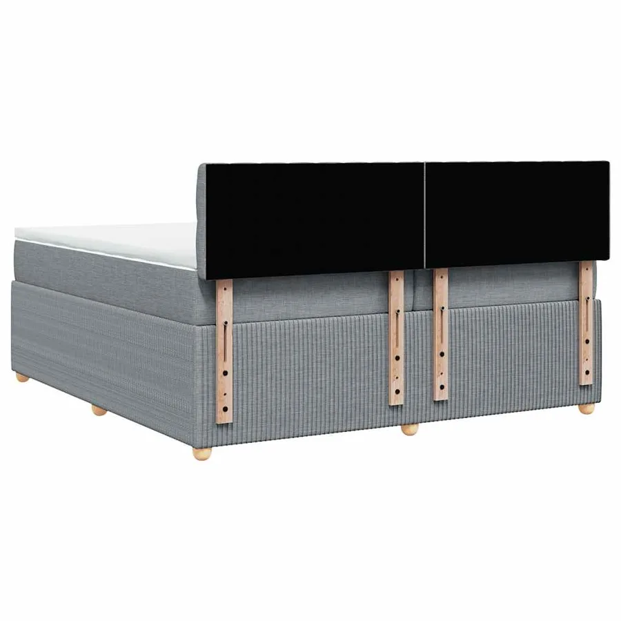 Sommier à lattes de lit avec matelas Gris clair 200x200cm Tissu - 6