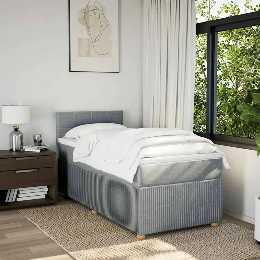 Sommier à lattes de lit avec matelas gris clair 80x200 cm tissu - 3