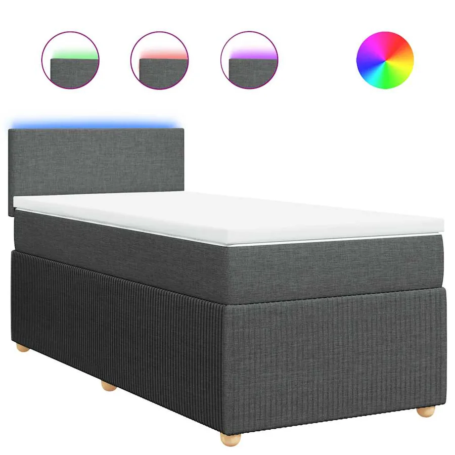 Sommier à lattes de lit avec matelas Gris foncé 80x200 cm Tissu - 2