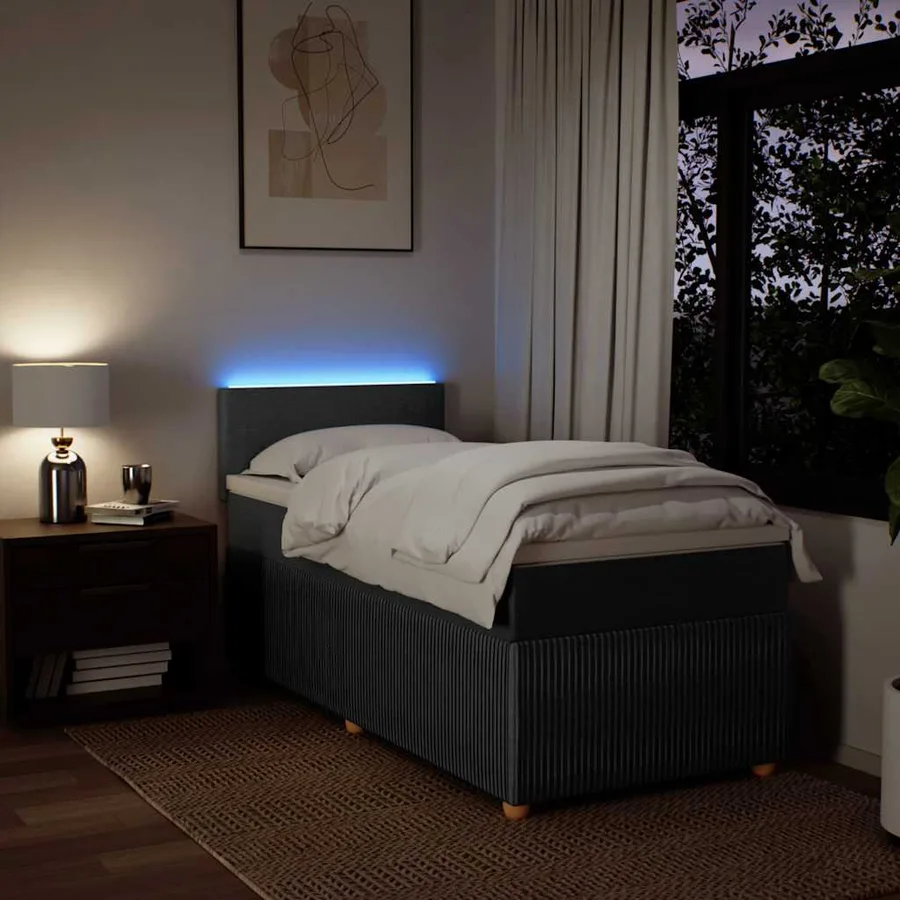 Sommier à lattes de lit avec matelas Gris foncé 80x200 cm Tissu - 5
