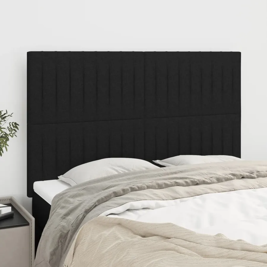 Tête de lit Noir 144x5x118/128 cm Tissu