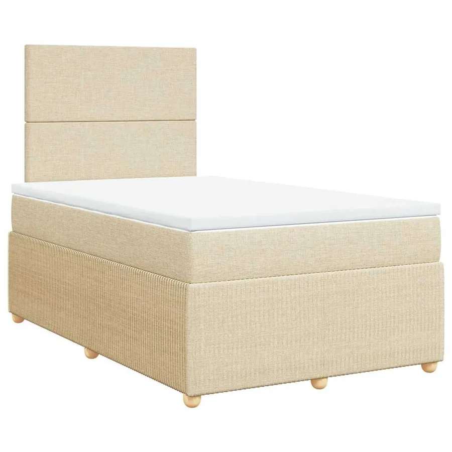 Sommier à lattes de lit avec matelas crème 120x190 cm tissu - 2
