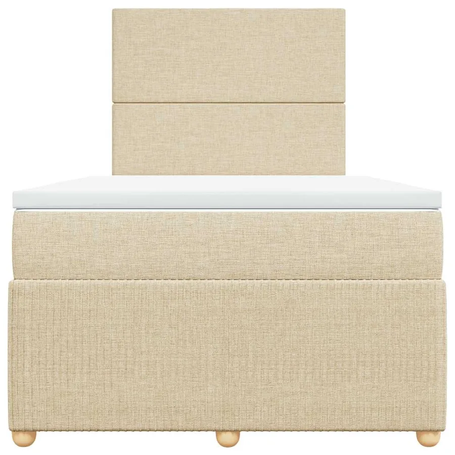 Sommier à lattes de lit avec matelas crème 120x190 cm tissu - 4