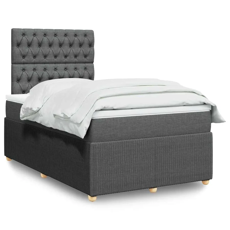 Sommier à lattes de lit avec matelas gris foncé 120x190cm tissu