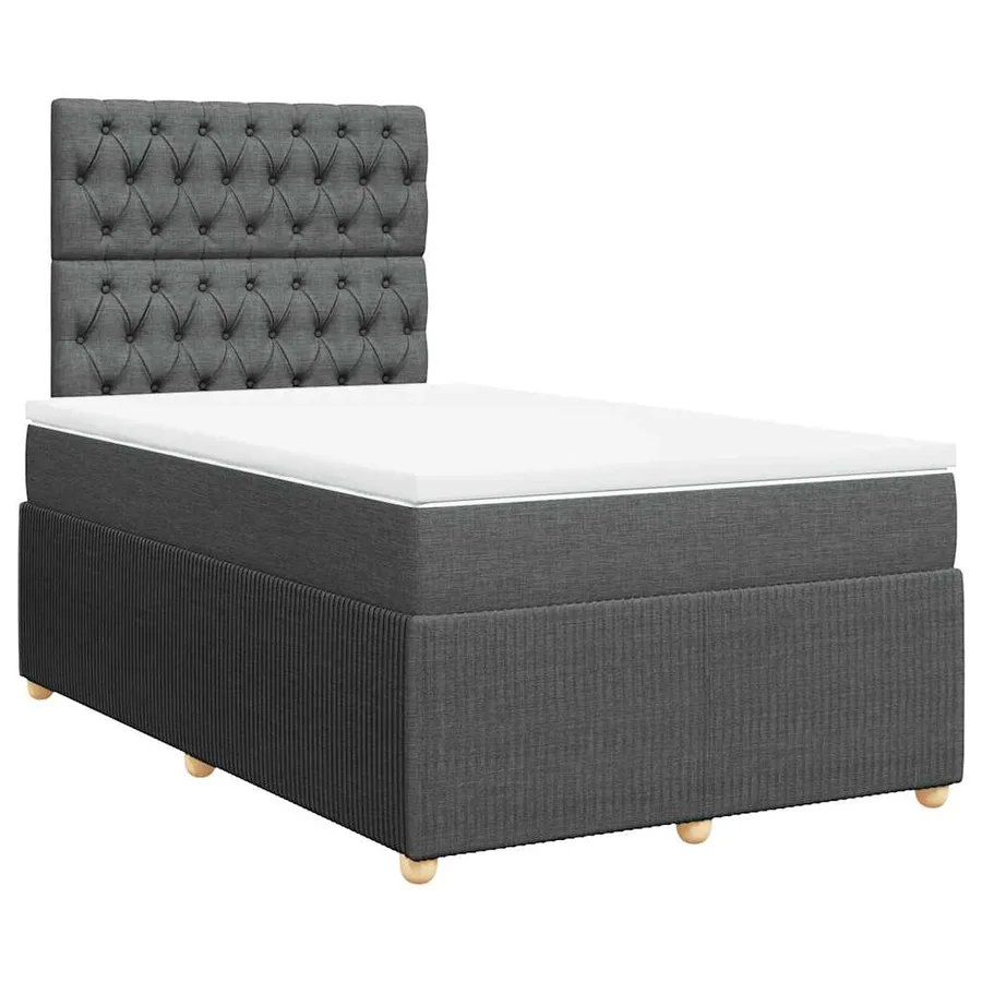 Sommier à lattes de lit avec matelas gris foncé 120x190cm tissu - 2