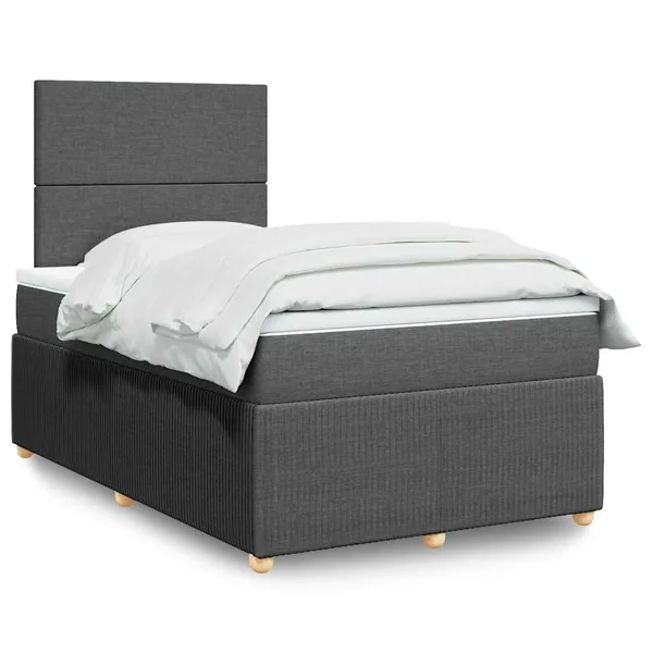 Sommier à lattes de lit avec matelas gris foncé 120x190cm tissu