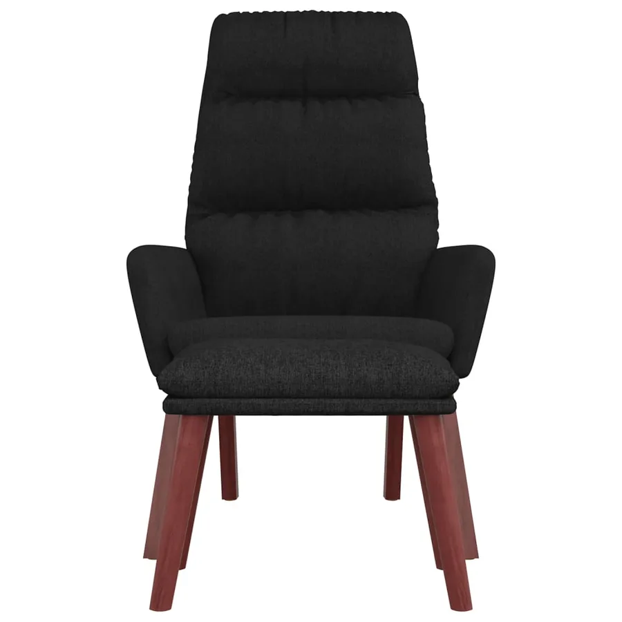 Chaise de relaxation avec tabouret Noir Tissu - 5