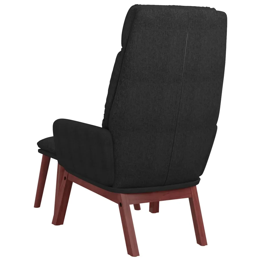Chaise de relaxation avec tabouret Noir Tissu - 6