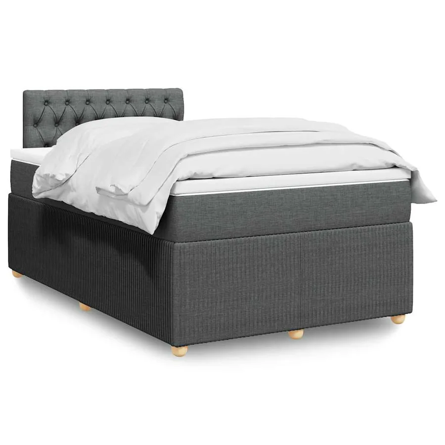 Sommier à lattes de lit avec matelas gris foncé 120x190cm tissu