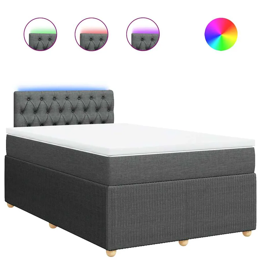 Sommier à lattes de lit avec matelas gris foncé 120x190cm tissu - 2