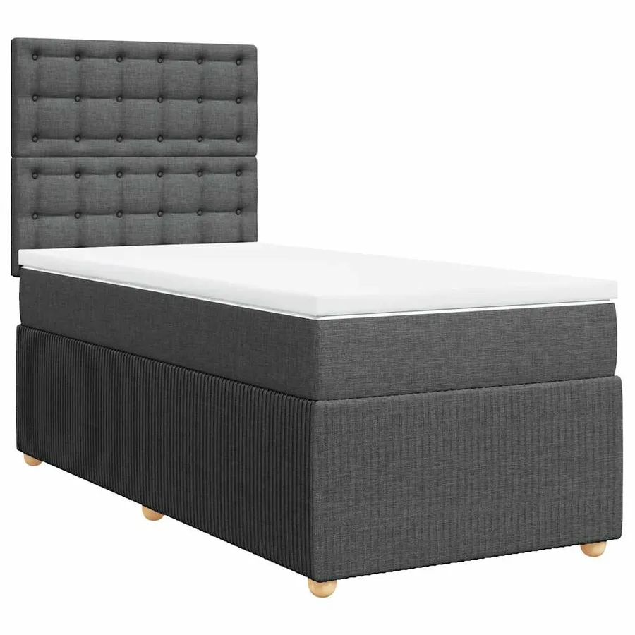 Sommier à lattes de lit avec matelas Gris foncé 100x200cm Tissu - 3