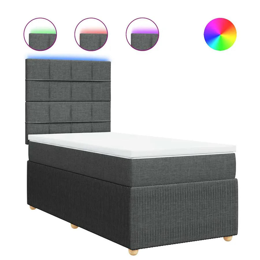 Sommier à lattes de lit avec matelas Gris foncé 90x200 cm Tissu - 2