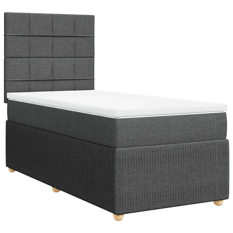 Sommier à lattes de lit avec matelas Gris foncé 90x200 cm Tissu - 3