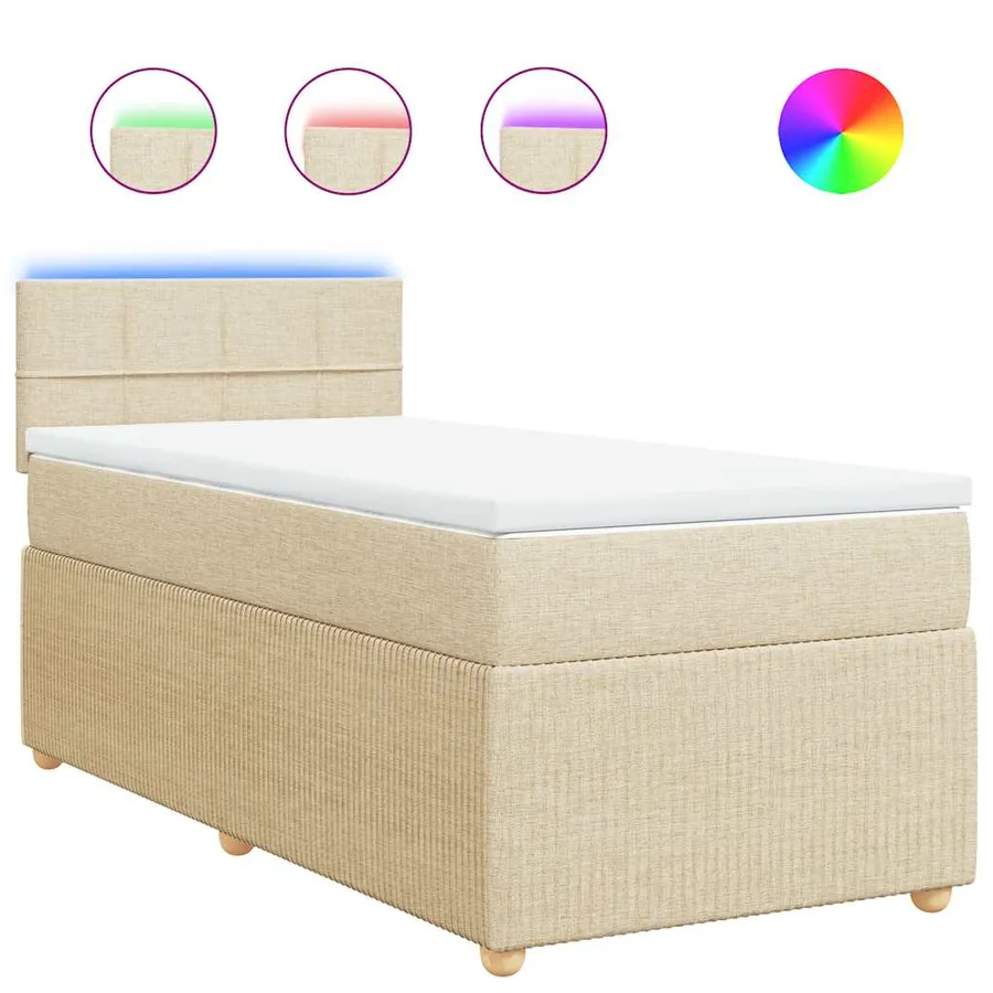 Sommier à lattes de lit avec matelas Crème 90x200 cm Tissu - 2