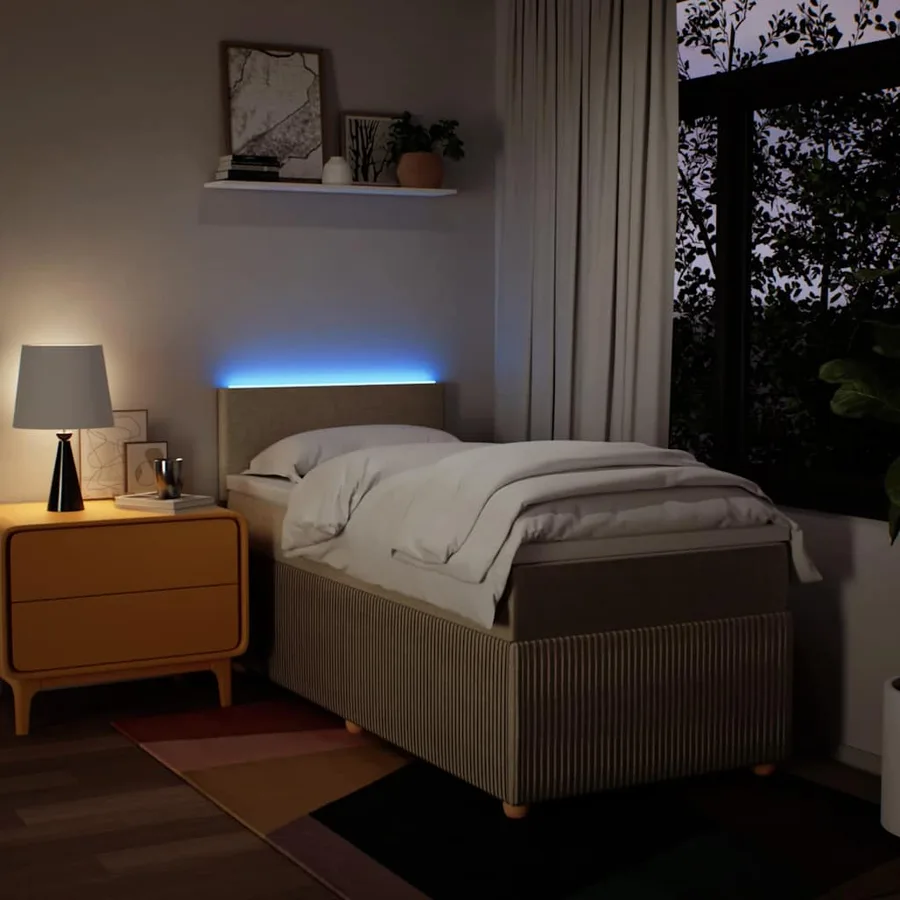 Sommier à lattes de lit avec matelas Crème 100x200 cm Tissu - 5