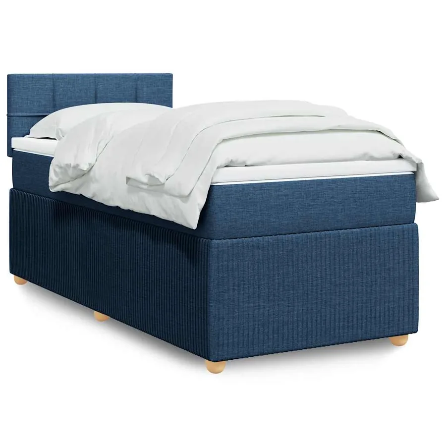 Sommier à lattes de lit avec matelas Bleu 100x200 cm Tissu