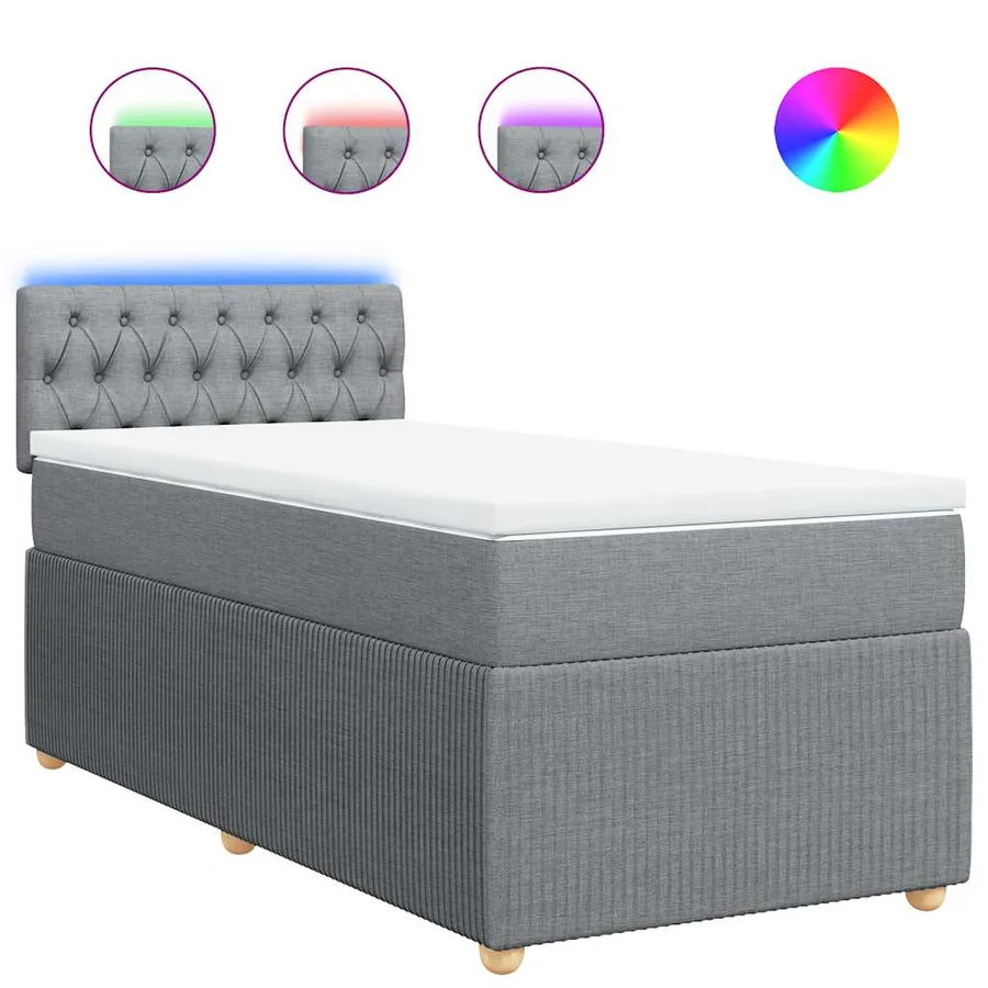 Sommier à lattes de lit avec matelas Gris clair 90x200 cm Tissu - 2