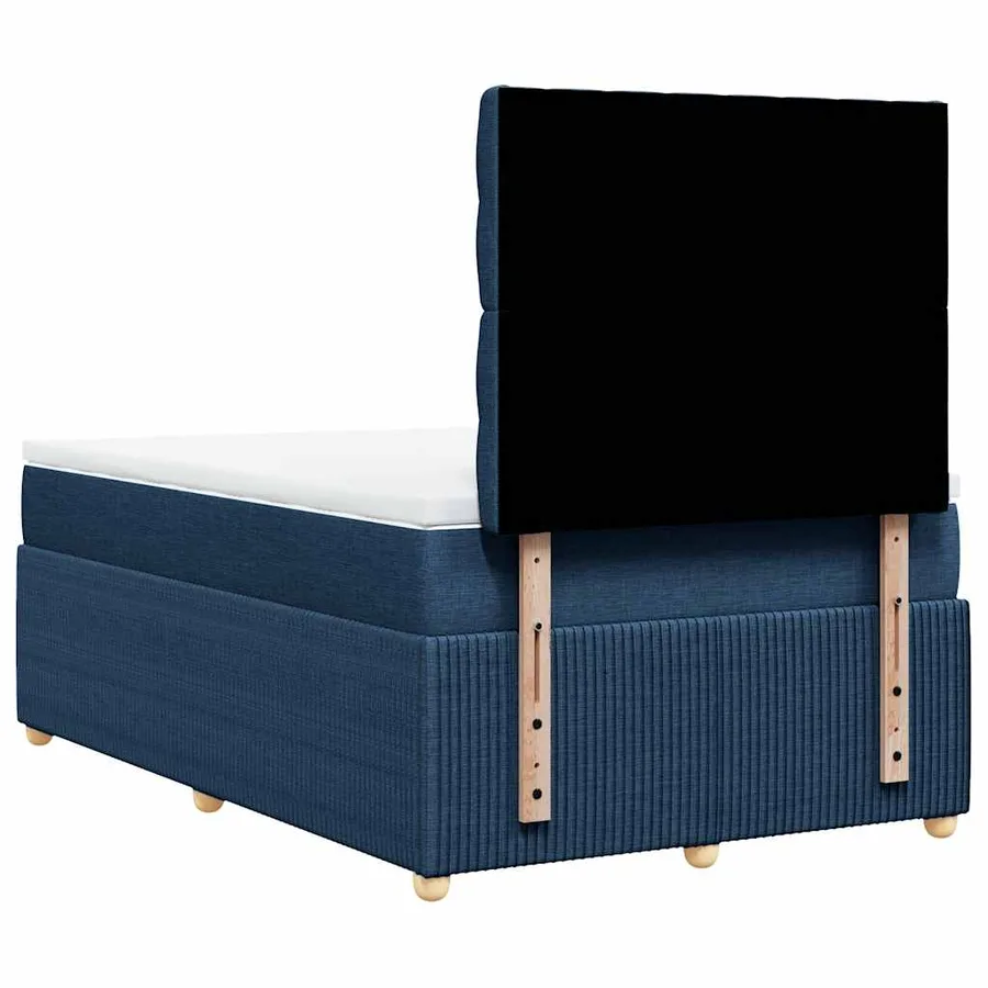 Sommier à lattes de lit avec matelas bleu 120x190 cm tissu - 6