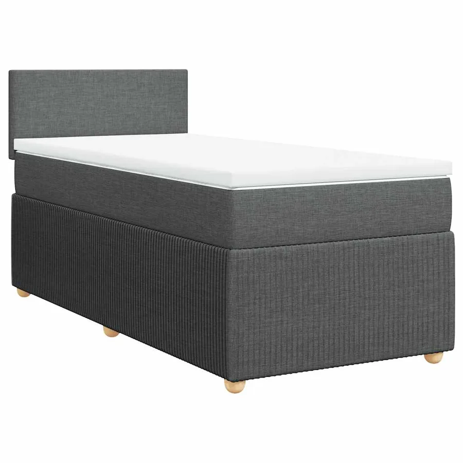 Sommier à lattes de lit avec matelas Gris foncé 90x200 cm Tissu - 3