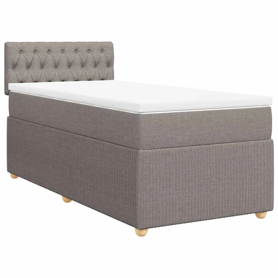 Sommier à lattes de lit avec matelas Taupe 100x200 cm Tissu - 3