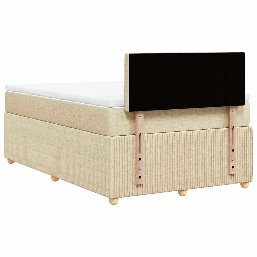 Sommier à lattes de lit avec matelas crème 120x190 cm tissu - 6