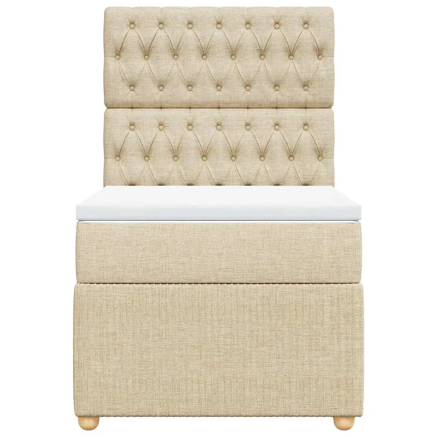 Sommier à lattes de lit avec matelas Crème 90x200 cm Tissu - 4