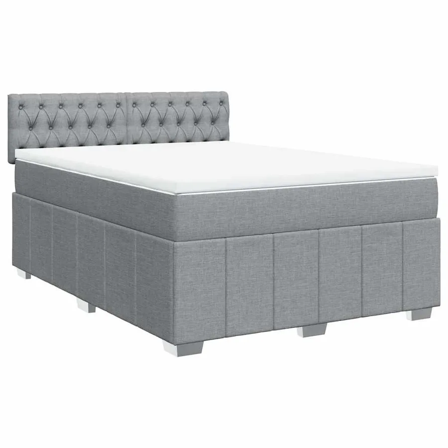 Sommier à lattes de lit avec matelas Gris clair 160x200cm Tissu - 2