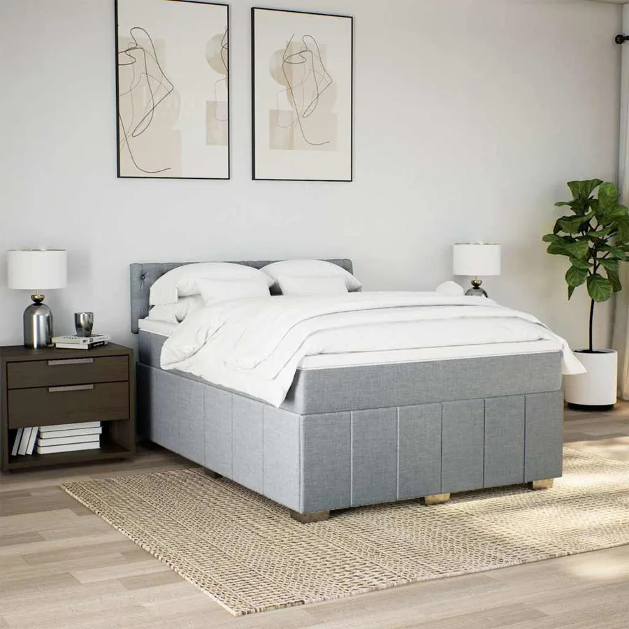 Sommier à lattes de lit avec matelas Gris clair 160x200cm Tissu - 3