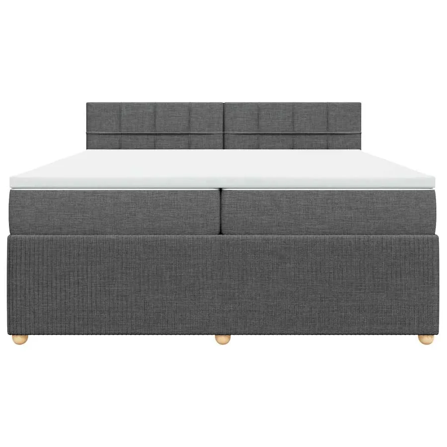 Sommier à lattes de lit avec matelas Gris foncé 200x200cm Tissu - 4