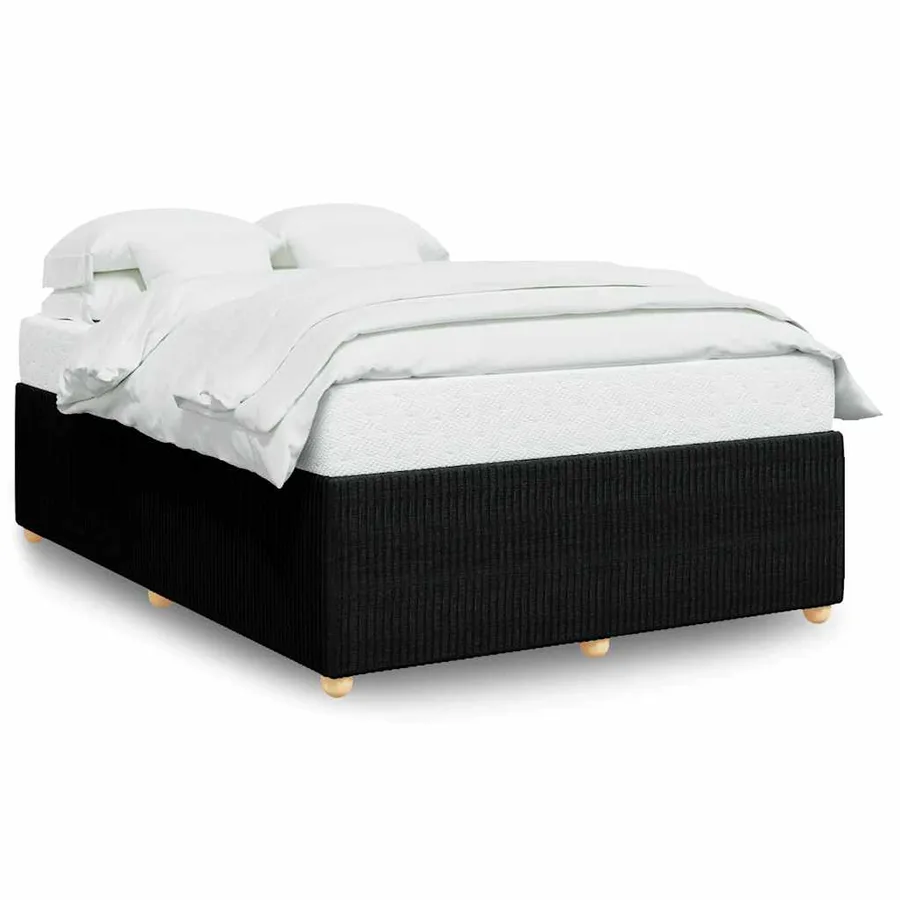 Cadre de lit sans matelas noir 140x200 cm tissu - 2