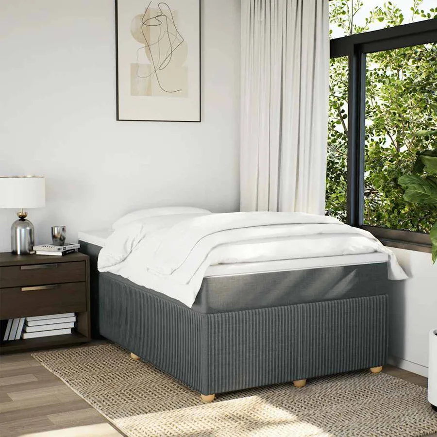 Sommier à lattes de lit avec matelas Gris foncé 120x200cm Tissu - 3