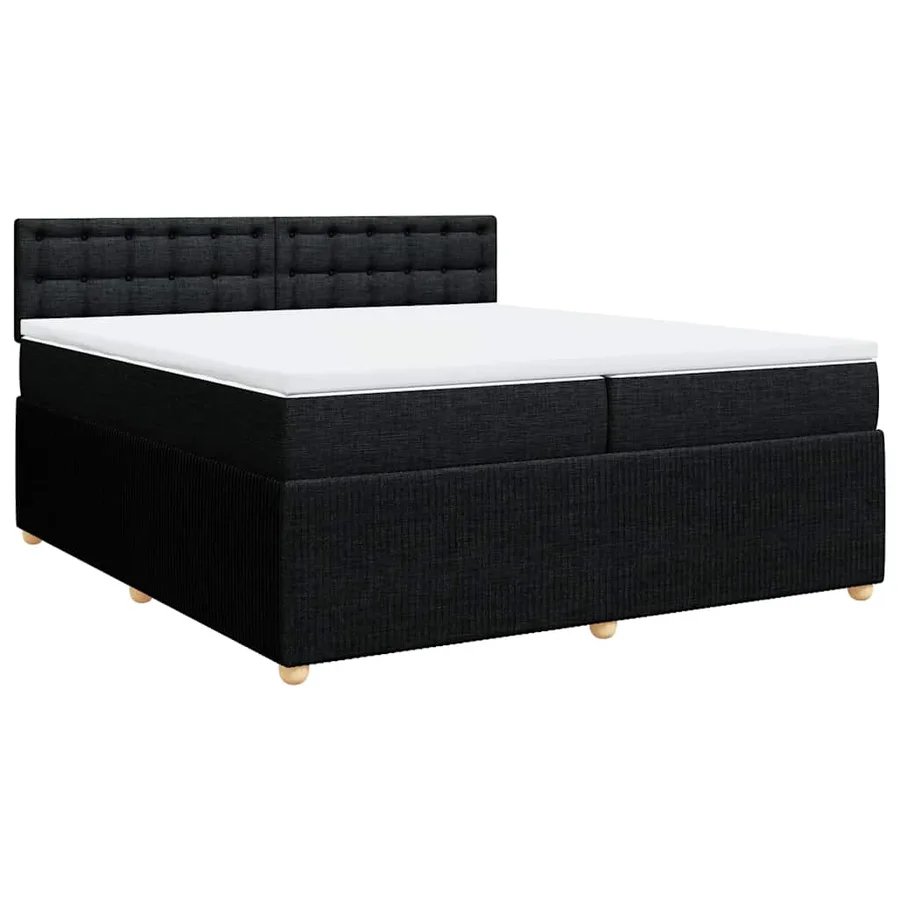 Sommier à lattes de lit avec matelas Noir 200x200 cm Tissu - 2