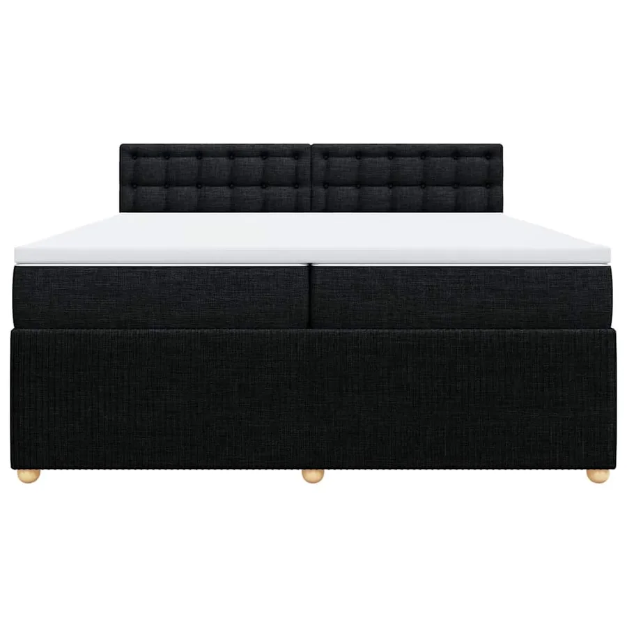 Sommier à lattes de lit avec matelas Noir 200x200 cm Tissu - 4