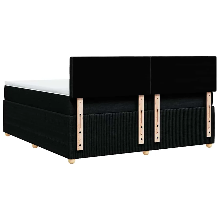 Sommier à lattes de lit avec matelas Noir 200x200 cm Tissu - 6