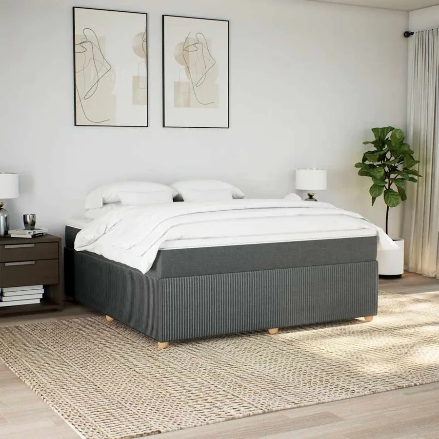 Sommier à lattes de lit avec matelas Gris foncé 180x200cm Tissu - 3