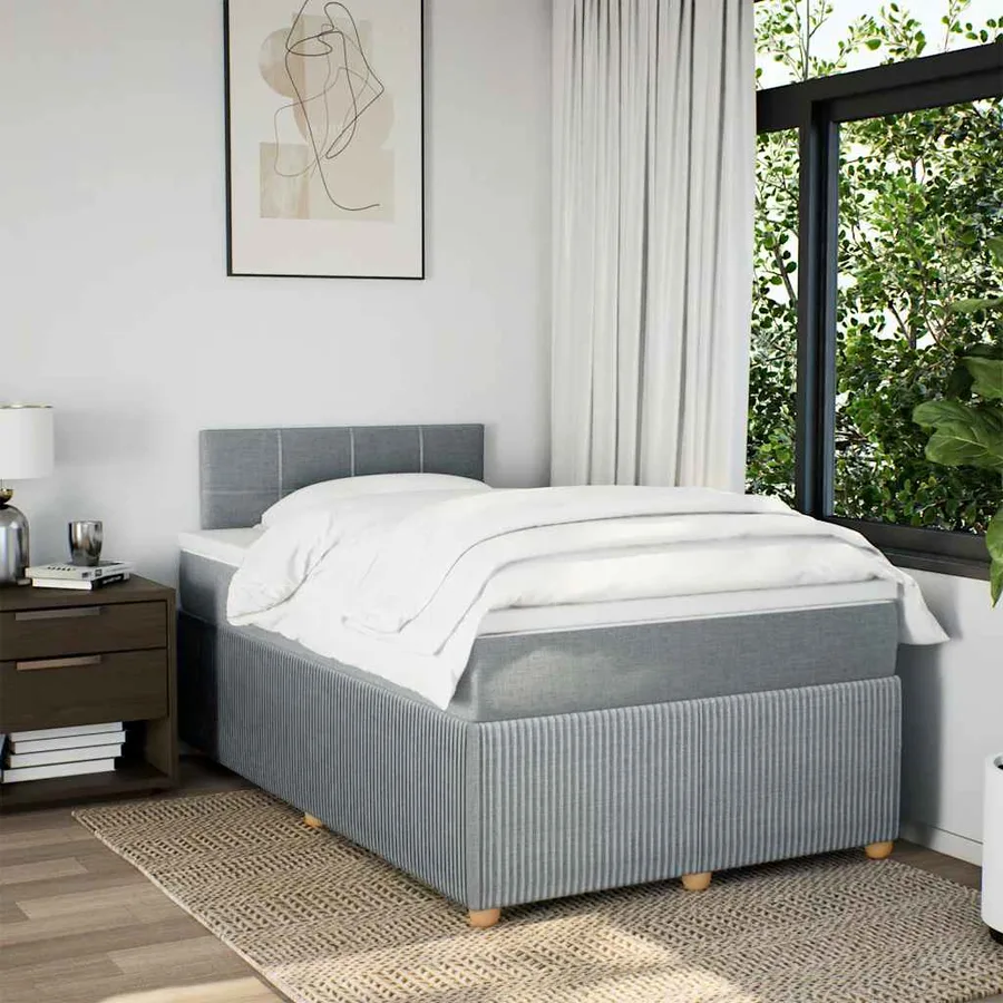Sommier à lattes de lit avec matelas Gris clair 120x200cm Tissu - 3