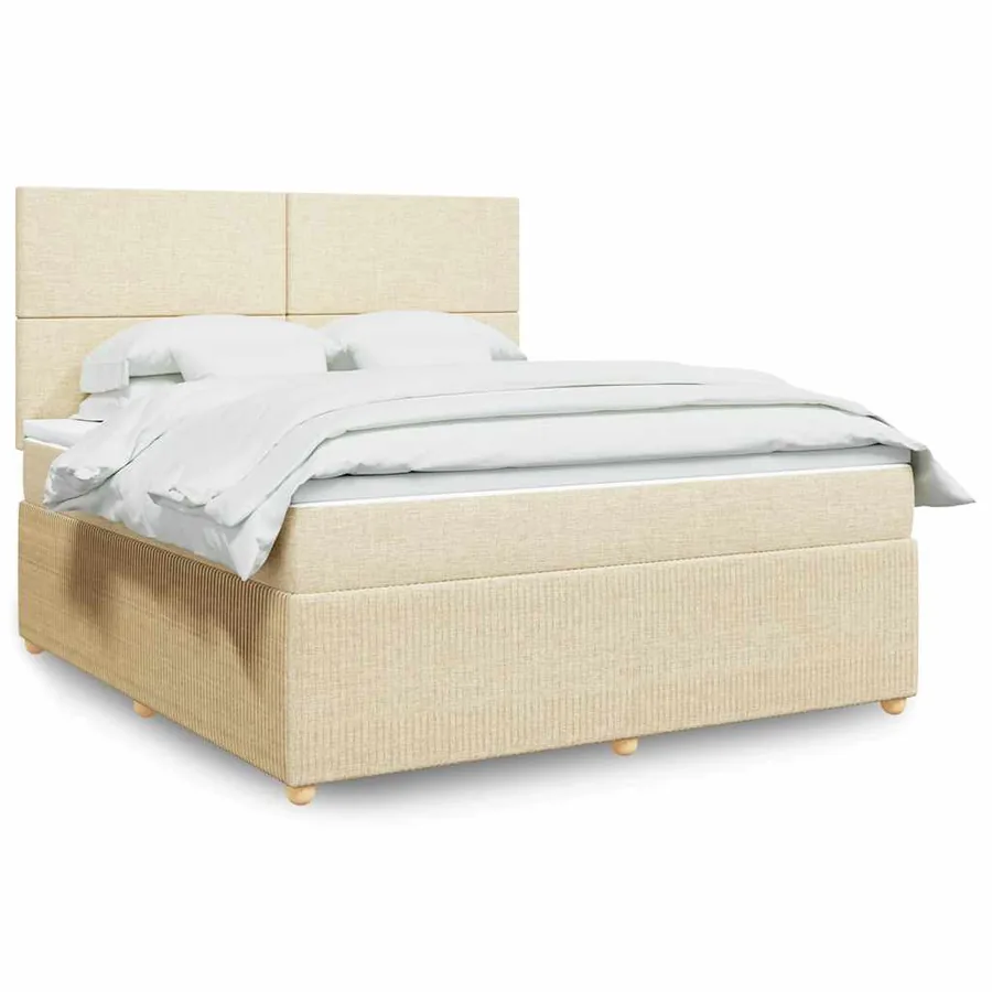 Sommier à lattes de lit avec matelas Crème 180x200 cm Tissu