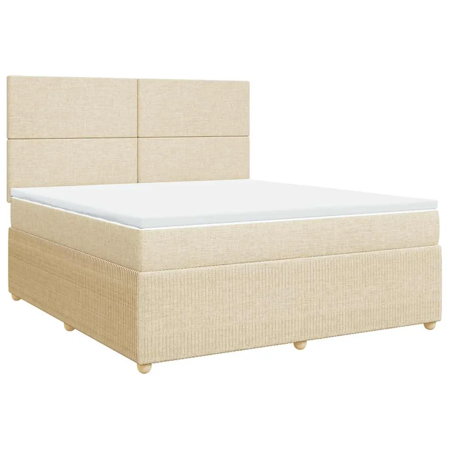 Sommier à lattes de lit avec matelas Crème 180x200 cm Tissu - 2