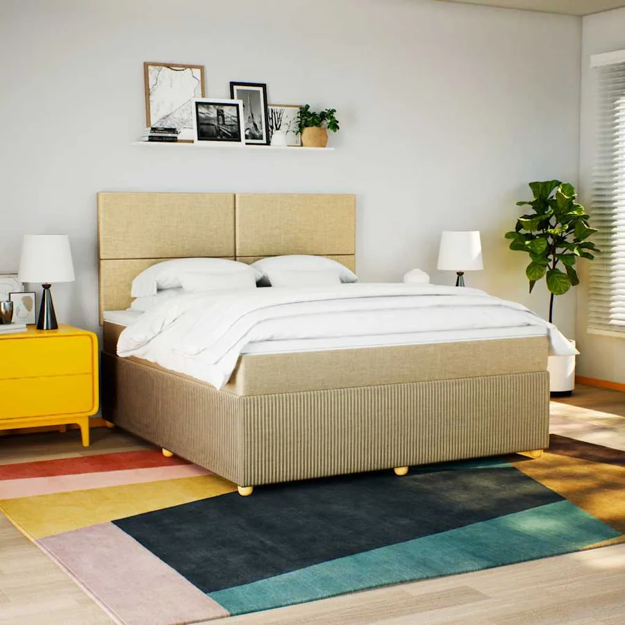 Sommier à lattes de lit avec matelas Crème 180x200 cm Tissu - 3