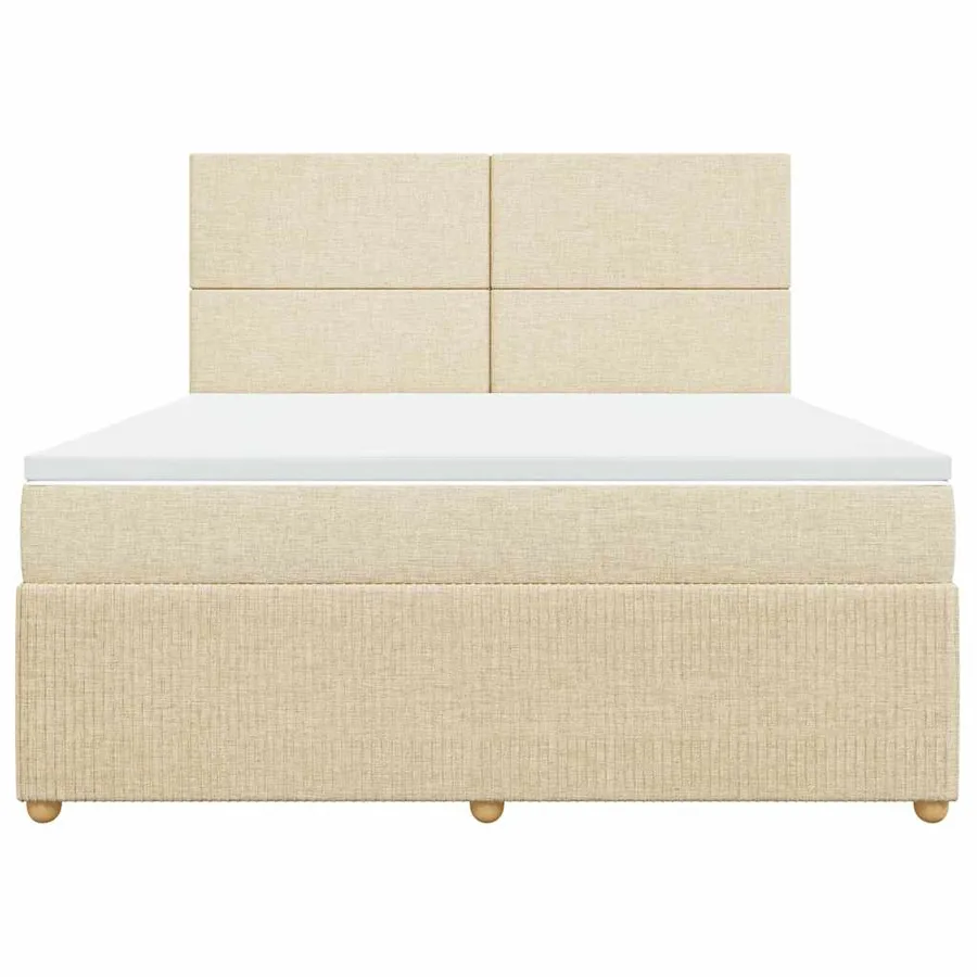 Sommier à lattes de lit avec matelas Crème 180x200 cm Tissu - 4