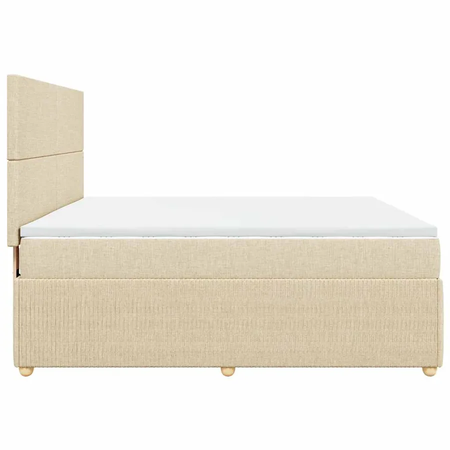 Sommier à lattes de lit avec matelas Crème 180x200 cm Tissu - 5