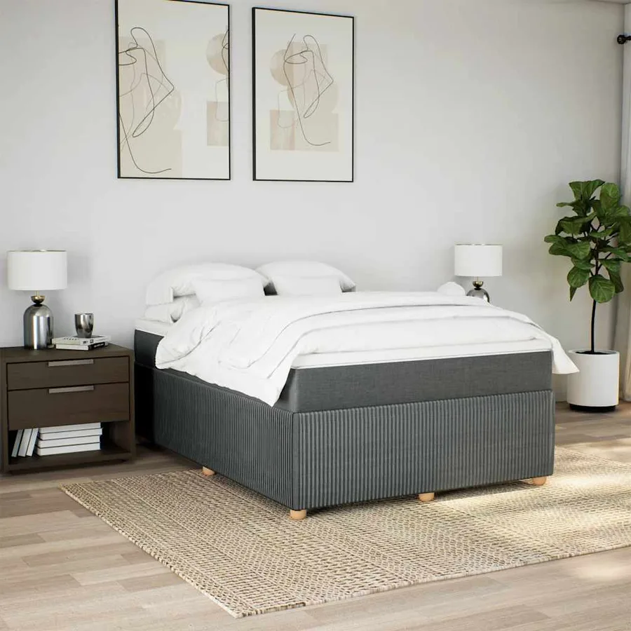 Sommier à lattes de lit avec matelas Gris foncé 140x190cm Tissu - 3