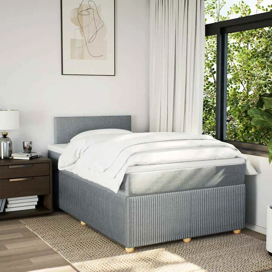 Sommier à lattes de lit avec matelas Gris clair 120x200cm Tissu - 3