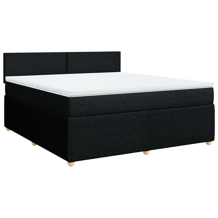 Sommier à lattes de lit avec matelas Noir 180x200 cm Tissu - 2