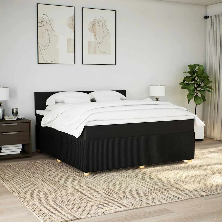 Sommier à lattes de lit avec matelas Noir 180x200 cm Tissu - 3