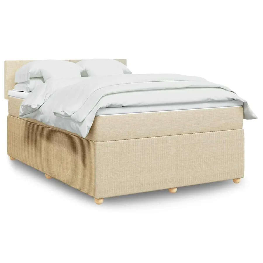 Sommier à lattes de lit avec matelas Crème 140x200 cm Tissu