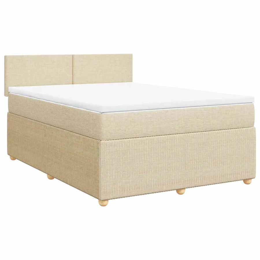 Sommier à lattes de lit avec matelas Crème 140x200 cm Tissu - 2