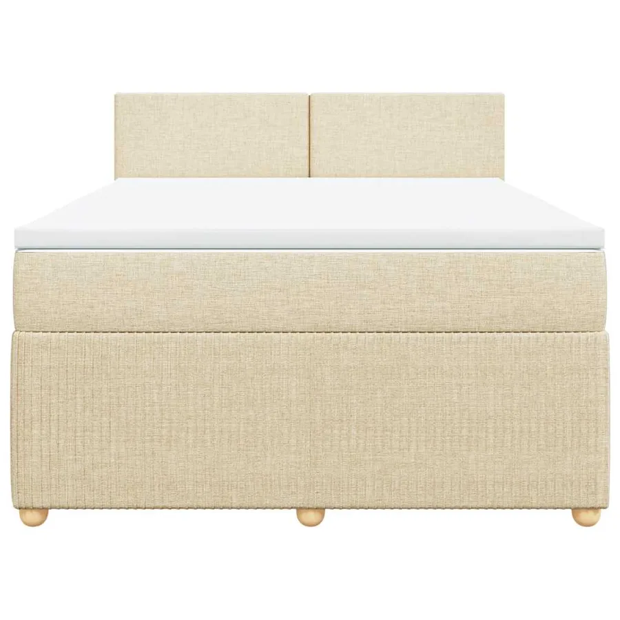 Sommier à lattes de lit avec matelas Crème 140x200 cm Tissu - 4