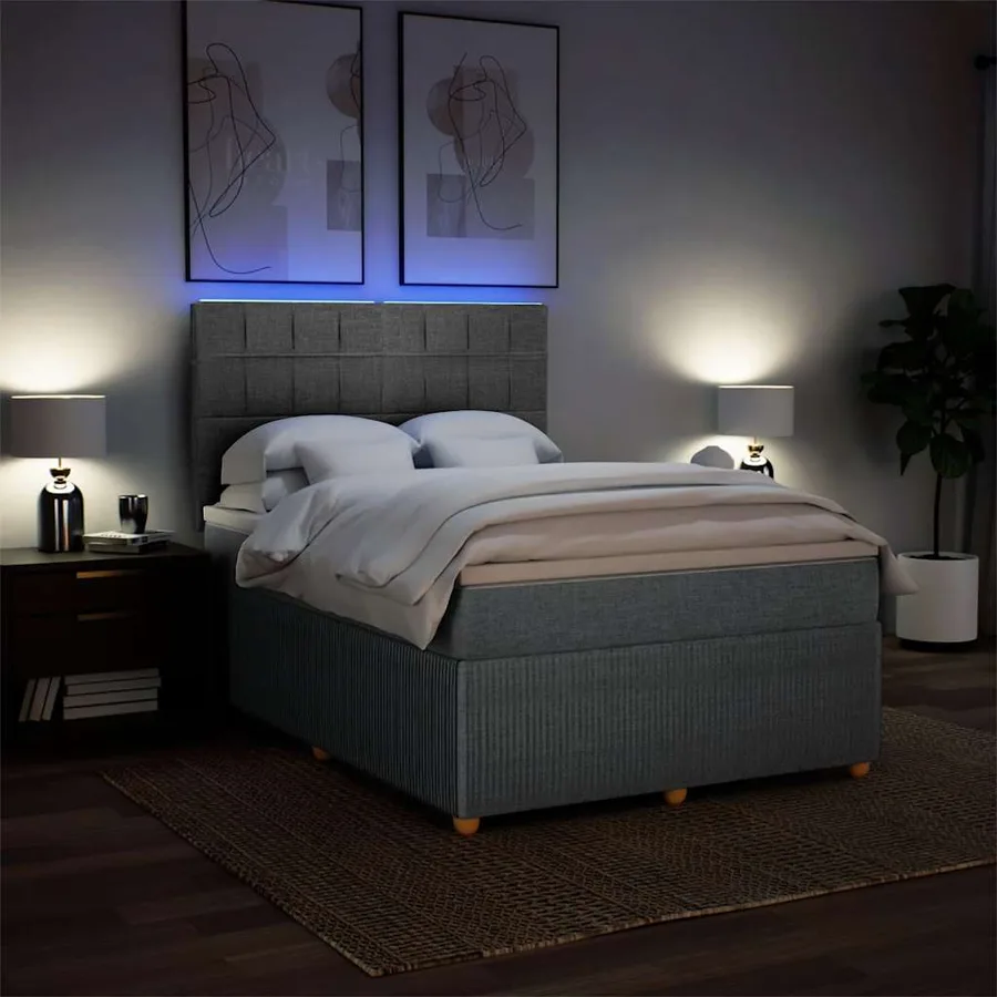 Sommier à lattes de lit avec matelas Gris clair 140x200cm Tissu - 4