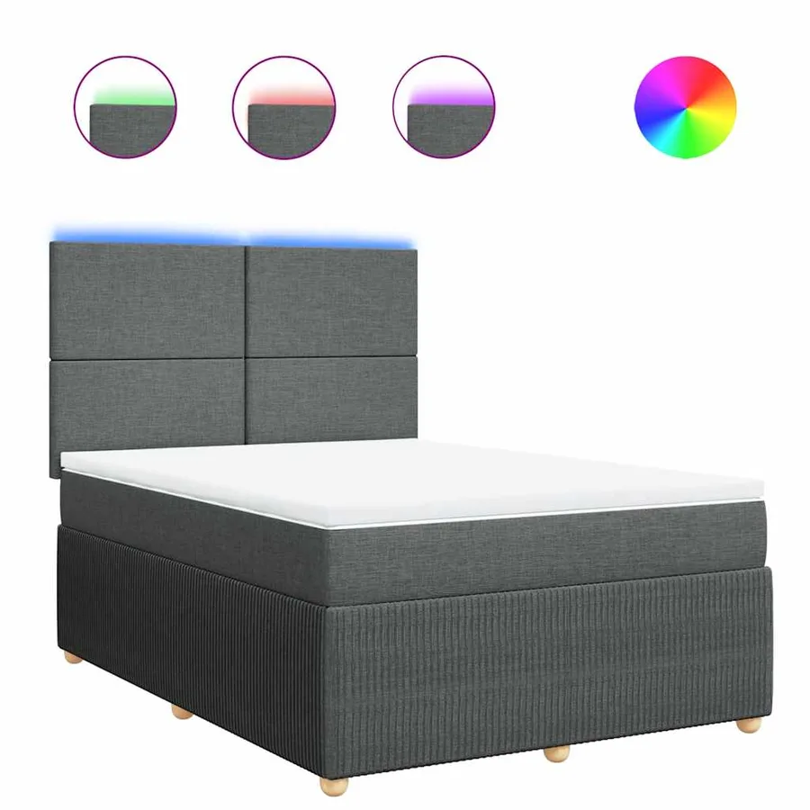 Sommier à lattes de lit avec matelas Gris foncé 160x200cm Tissu - 2